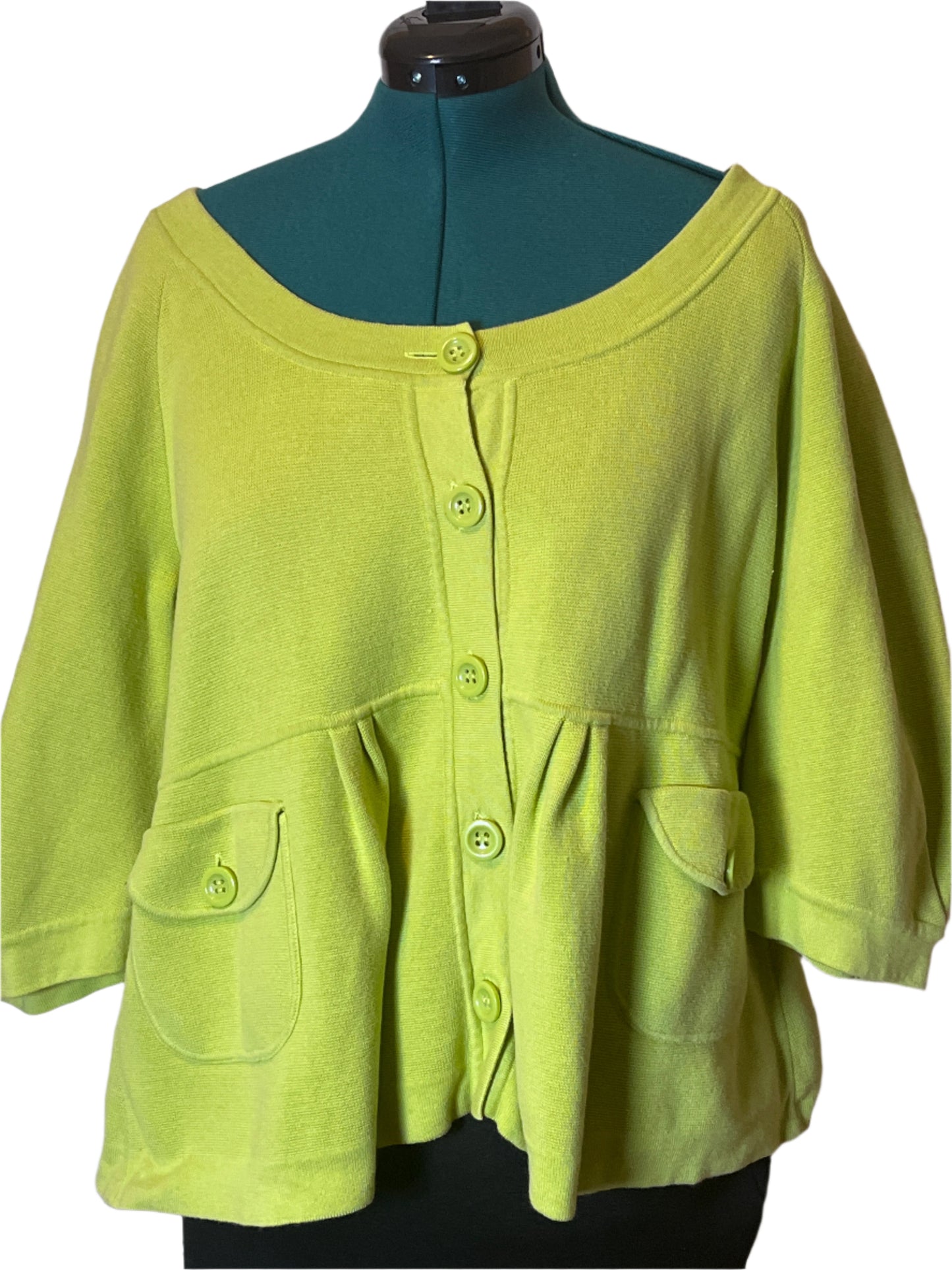 Nine West Green Button Cardigan/Sweater (Size 1X)