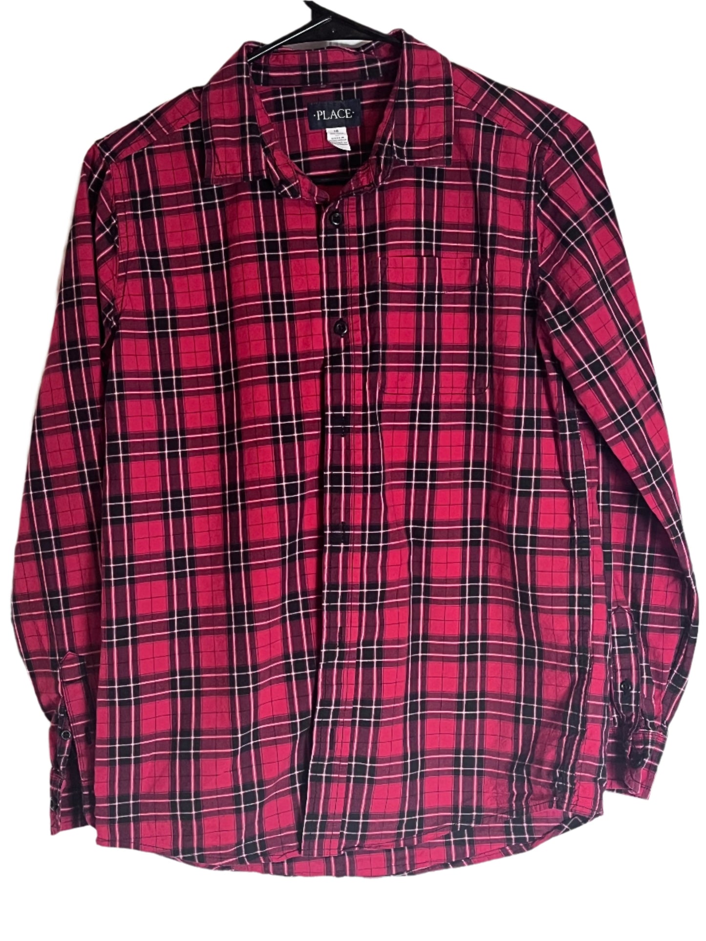 Place Red Plaid long sleeves buttoned boy's shirt (size 16)