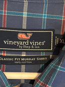 vineyard Vines Plaid Blue/Red/White Long Sleeves Men’s Buttoned Shirt(Size XL)