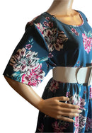 Stylish Floral short sleeves dress (Size 14W), (Belt for illustration only)