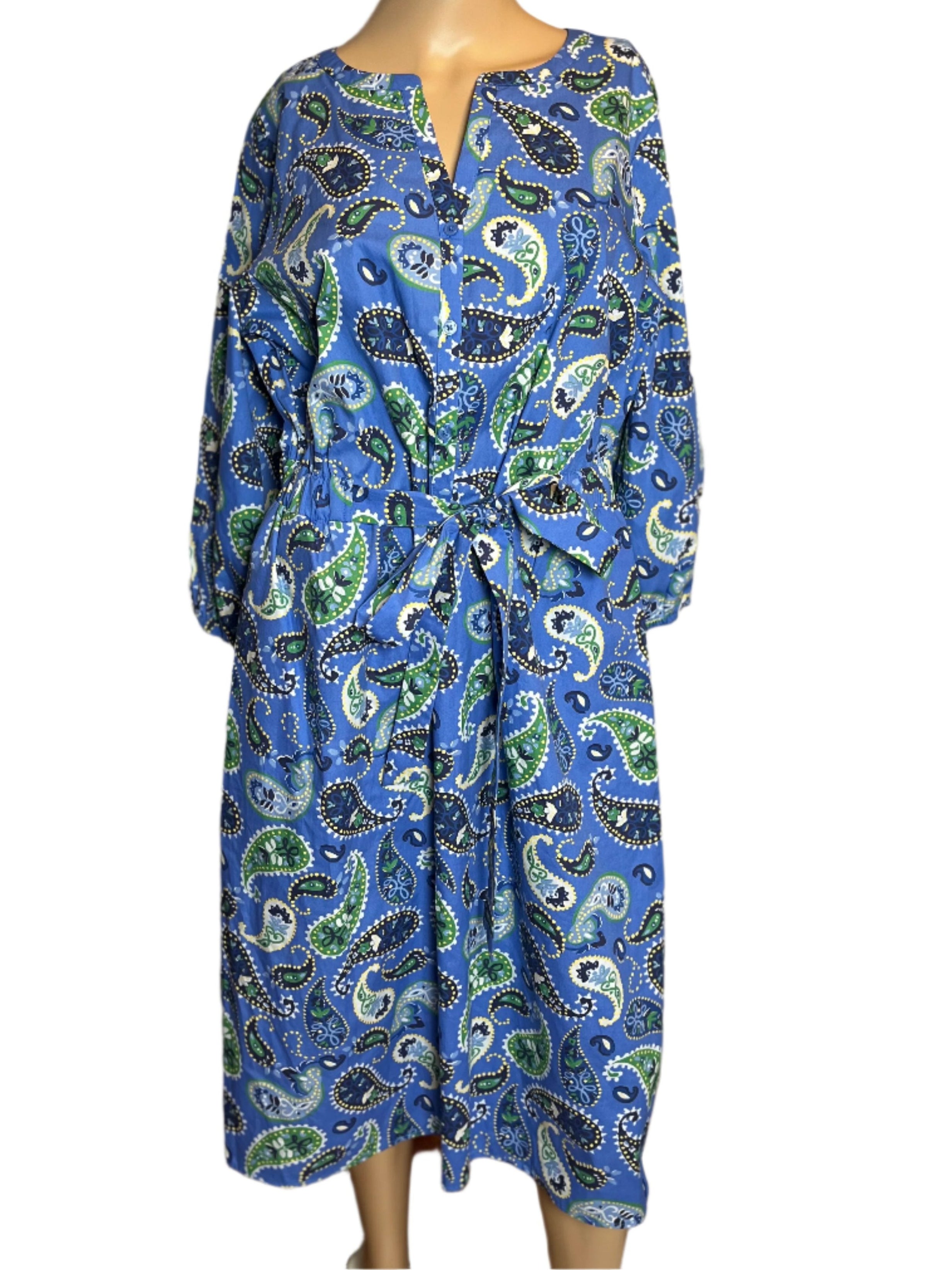 Croft & Barrow (size medium) Blue Designed low waist dress with belt