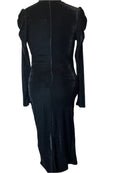 Fashion Nova-Black asymmetrical/velvet like material Long Sleeves Cocktail/Formal Dress(Size Large)