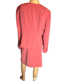 Jones NY (size 14P) Pink Skirt Suit Set with button closure (jacket) and Zipper closure (skirt)