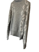 Nine West Light Gray and White Pull over Cowl Neck light Sweater(Size S)