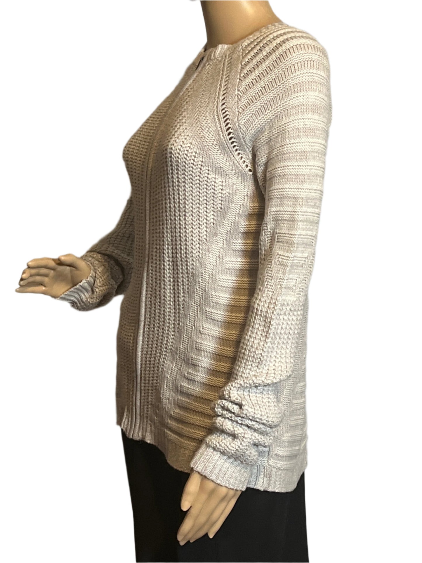 The Limited Light Gray Loose Woven Zipper(Size Small) Sweater