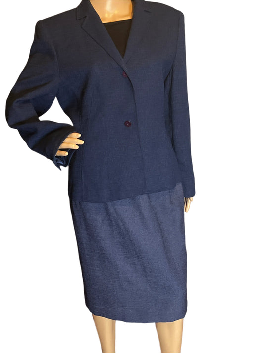 Morgan Miller Blue 2 Buttoned Single Breasted Skirt Suit (size 10)