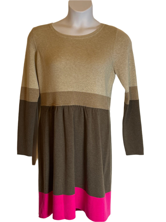 Eliza Multicolored(Beige, Brown, Pink) sweater dress (size Large)