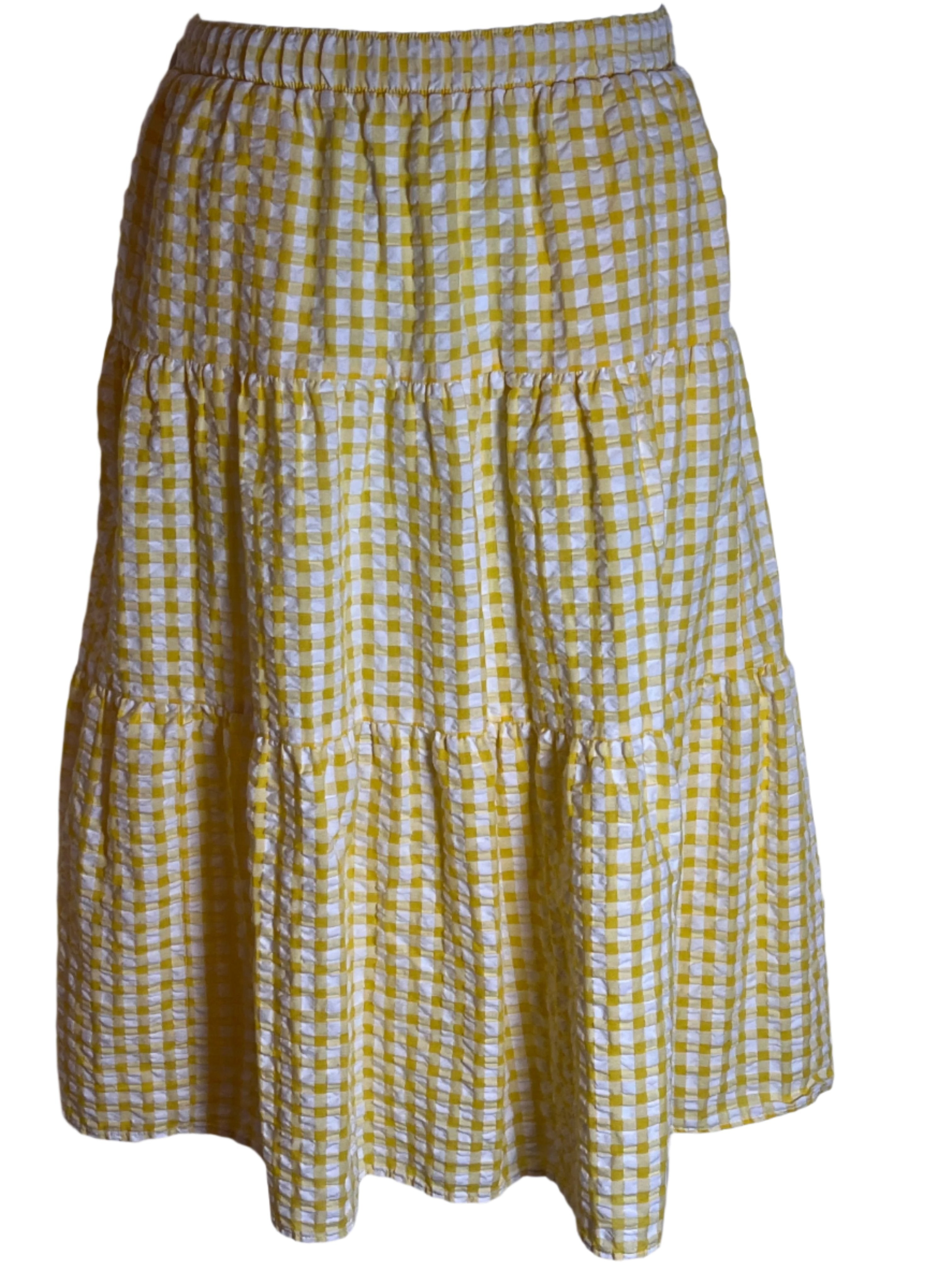 Midi/Tiered Yellow (size medium) Skirt with side pockets