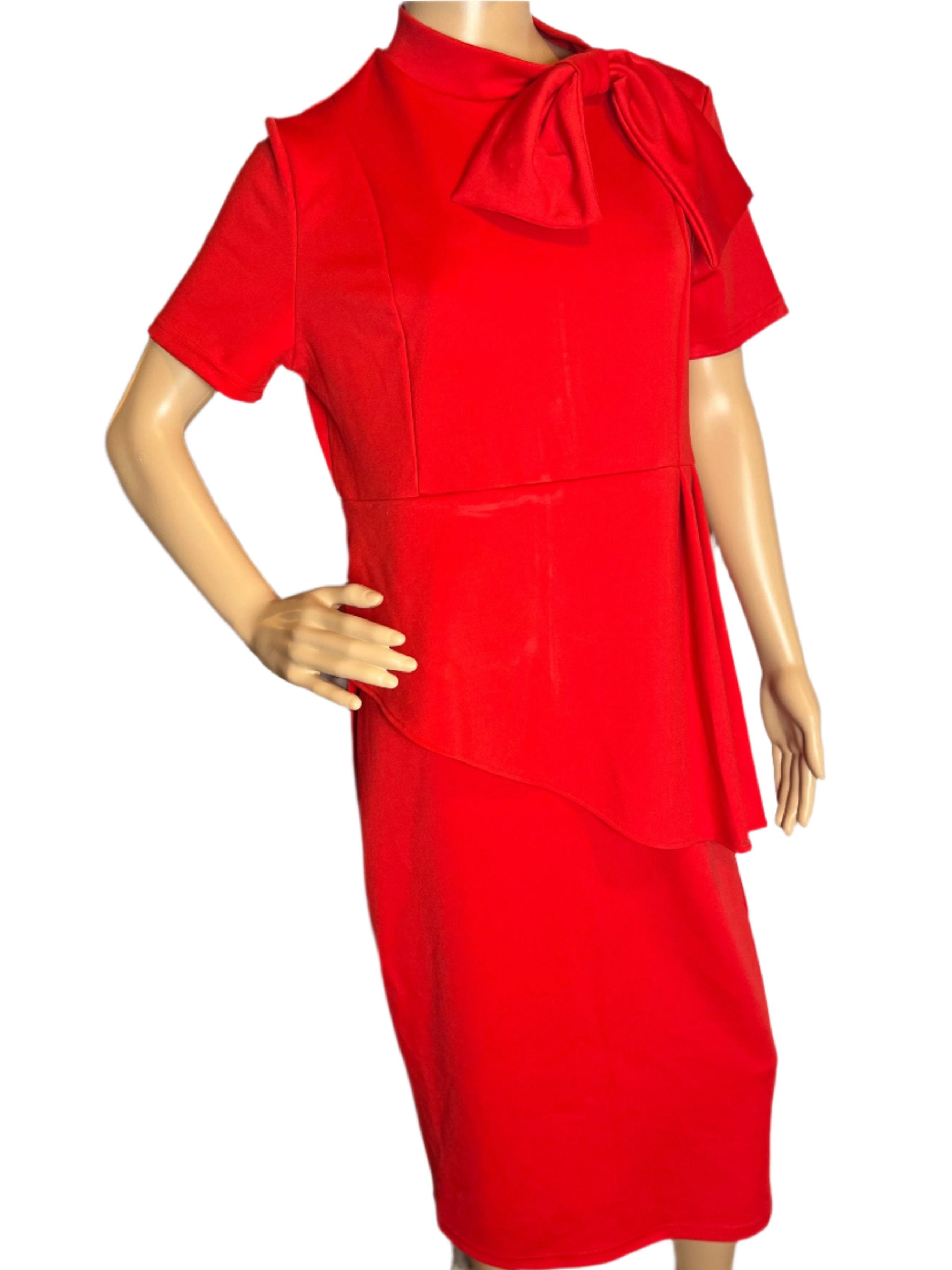 Beautiful Short Sleeves stylish Red formal wear Dress (Size XL)