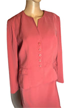 Jones NY (size 14P) Pink Skirt Suit Set with button closure (jacket) and Zipper closure (skirt)