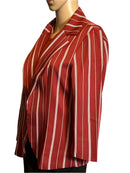 Allegra  Burgundy with White Stripes Open Blazer (Size Medium)