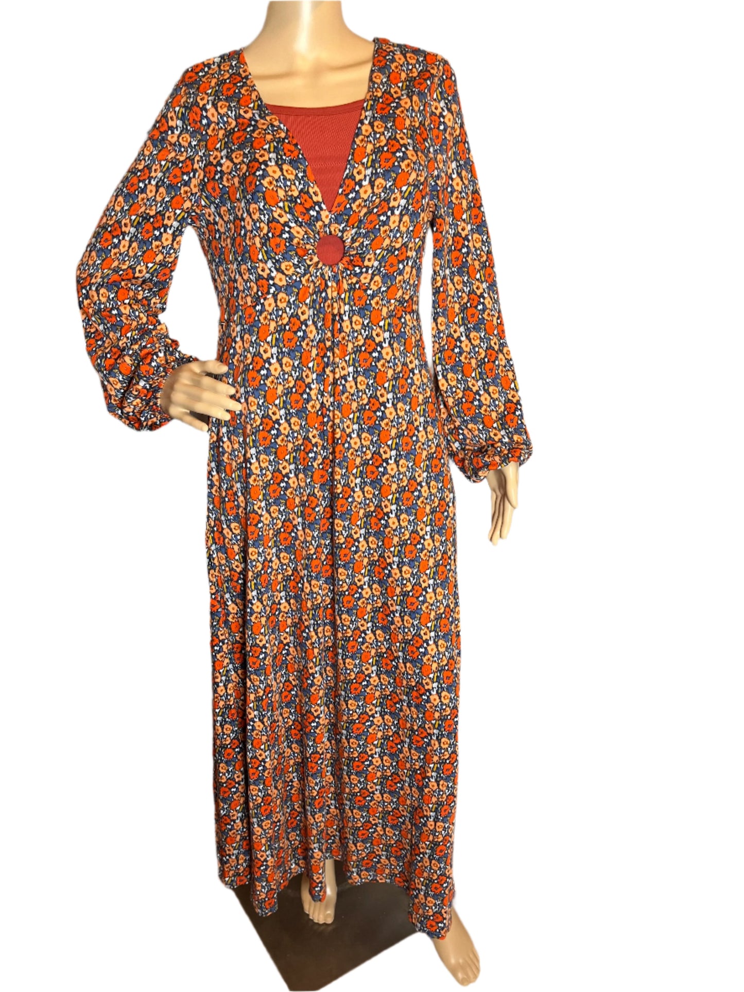 Fit & Flare (size 10) Multicolored floral Maxi dress with pockets