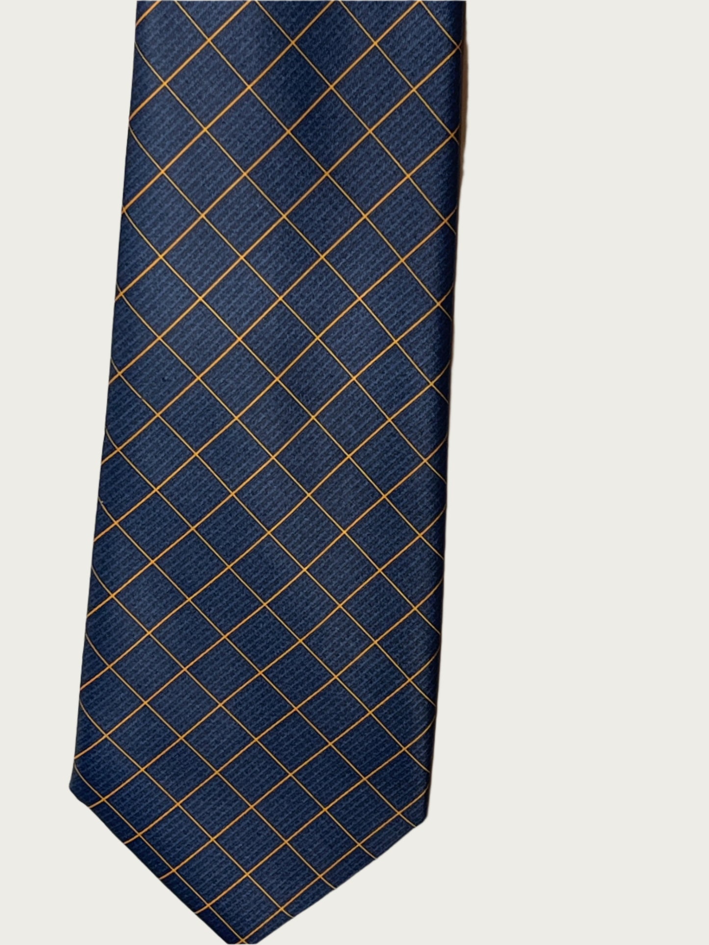 Seth & Bello Handmade Blue and Gold Plaid Men’s Suit Tie (Necktie)