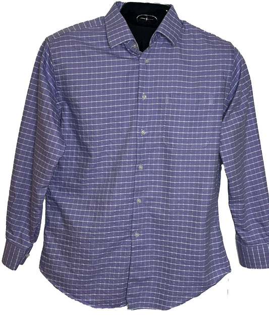 Neiman Marcus Lavender/Purple & White Plaid Men’s Shirt(Large)