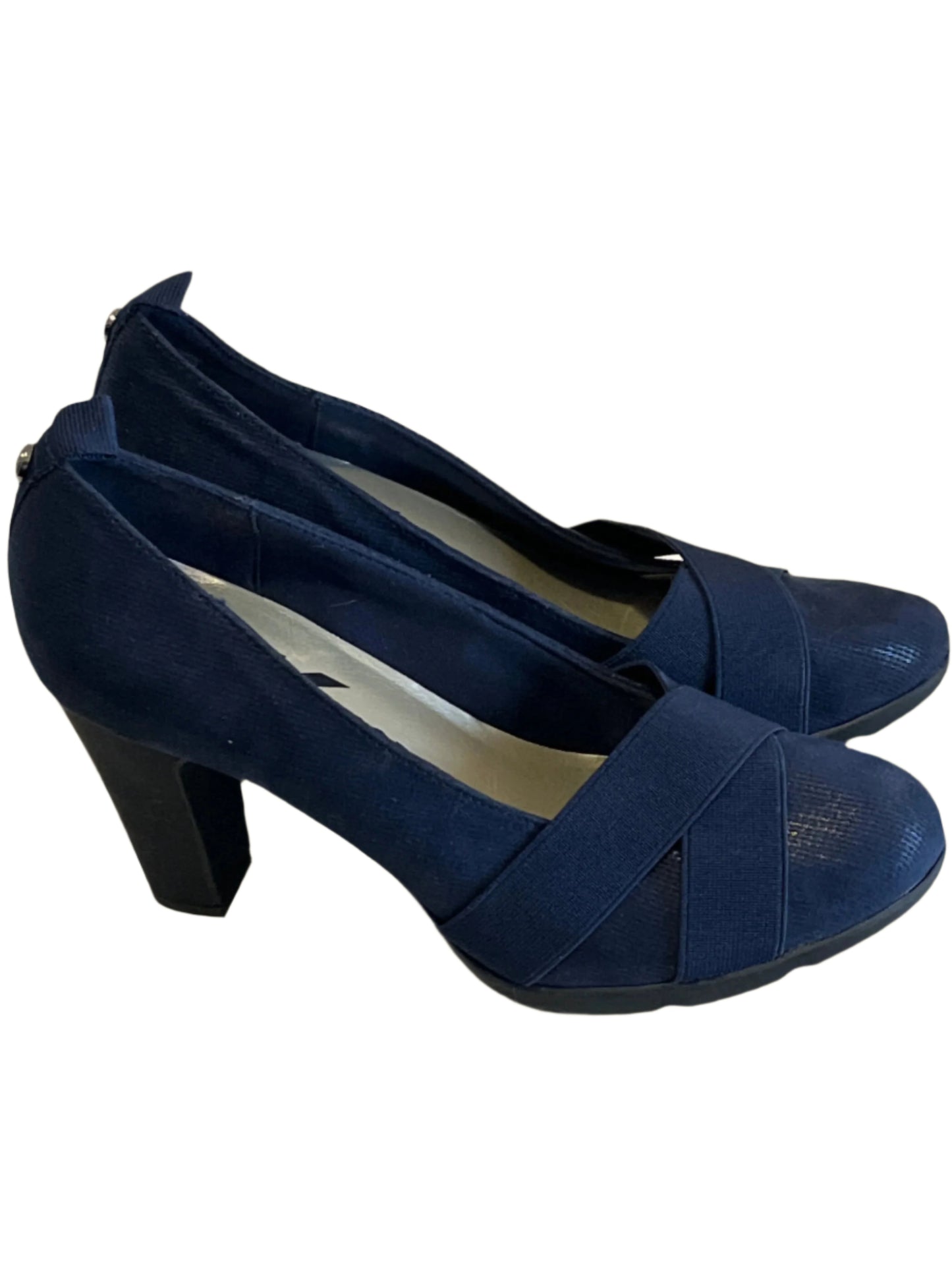 Ann Klein Sport-Navy Blue Cuban Heels 3 inch Heels Shoes( size 6M )