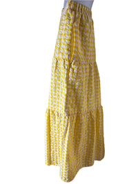 Midi/Tiered Yellow (size medium) Skirt with side pockets