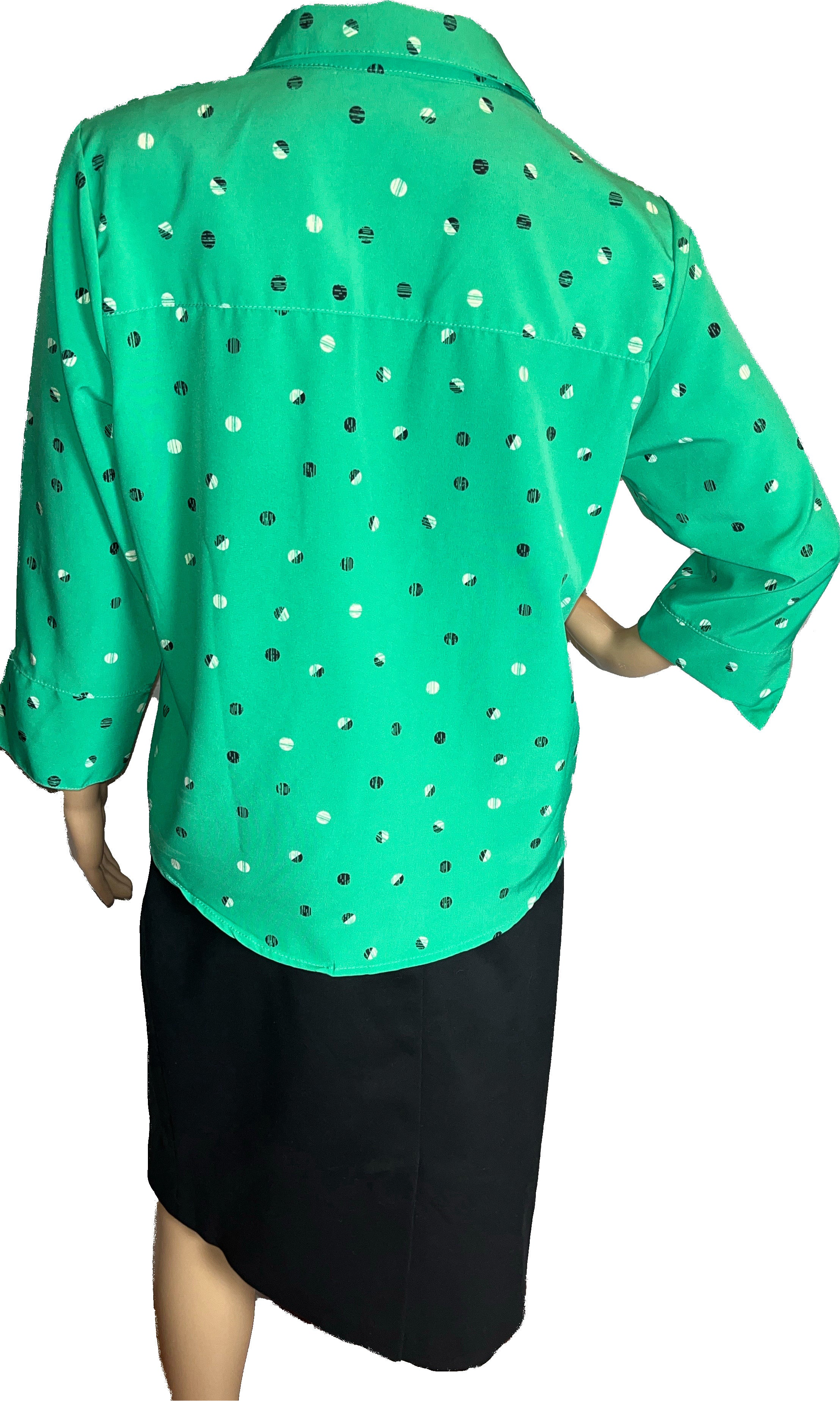 Green/Black buttoned Women's blouse(size small)