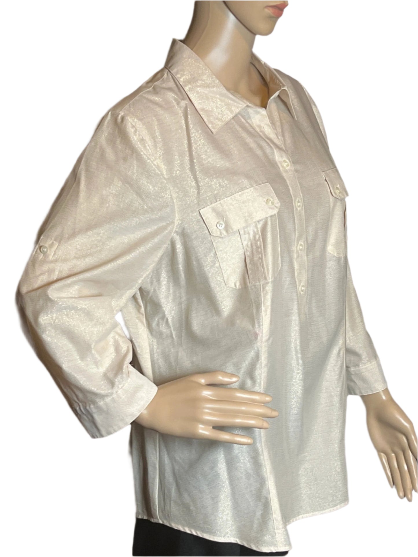 Beige Talbots Buttoned Down Women’s Blouse (Large Petite)