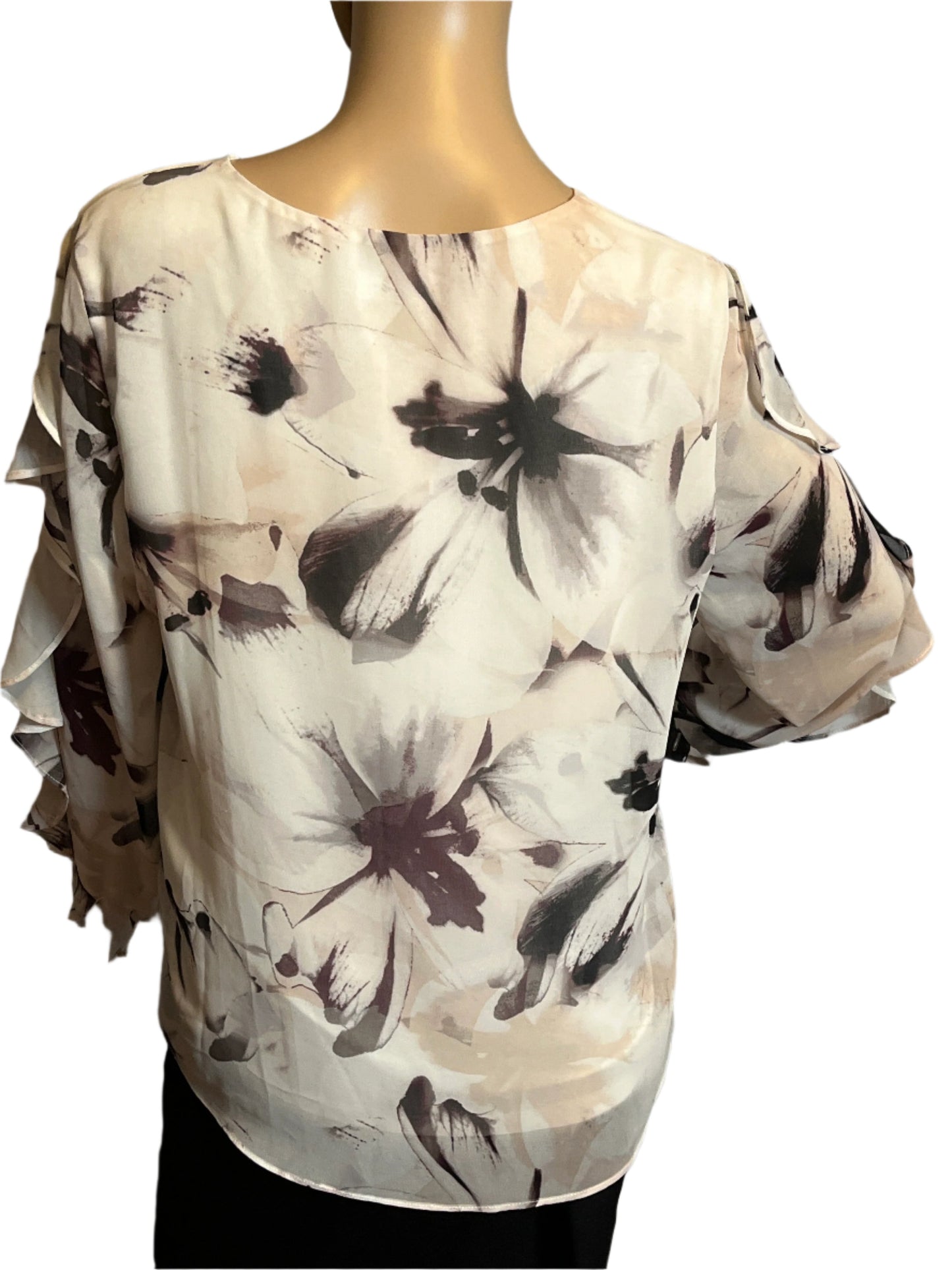 Stylish (size medium) Beige and Gray Calvin Klein mixed colored blouse