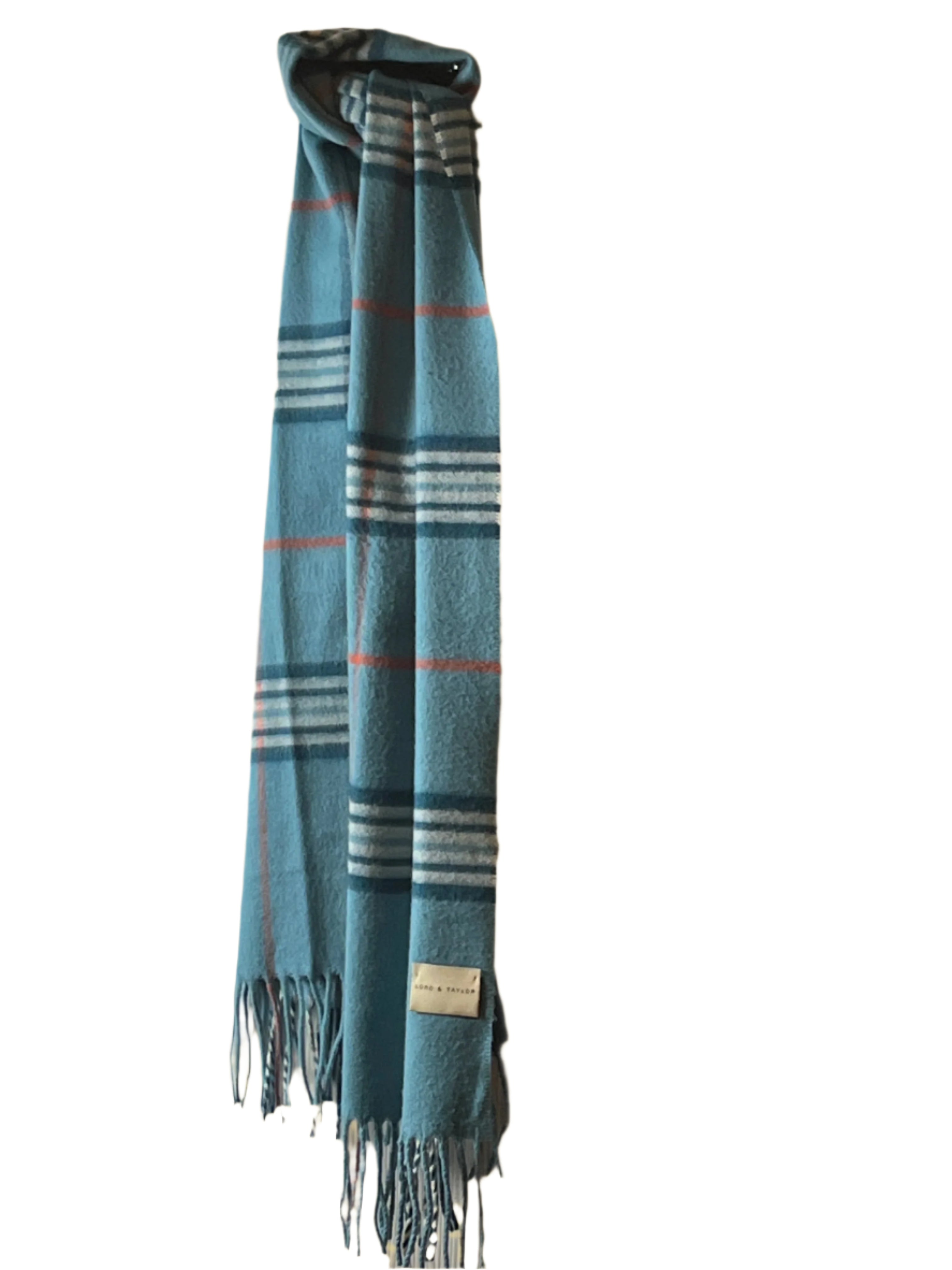 Light blue scarf with fringes from Lord & Taylor