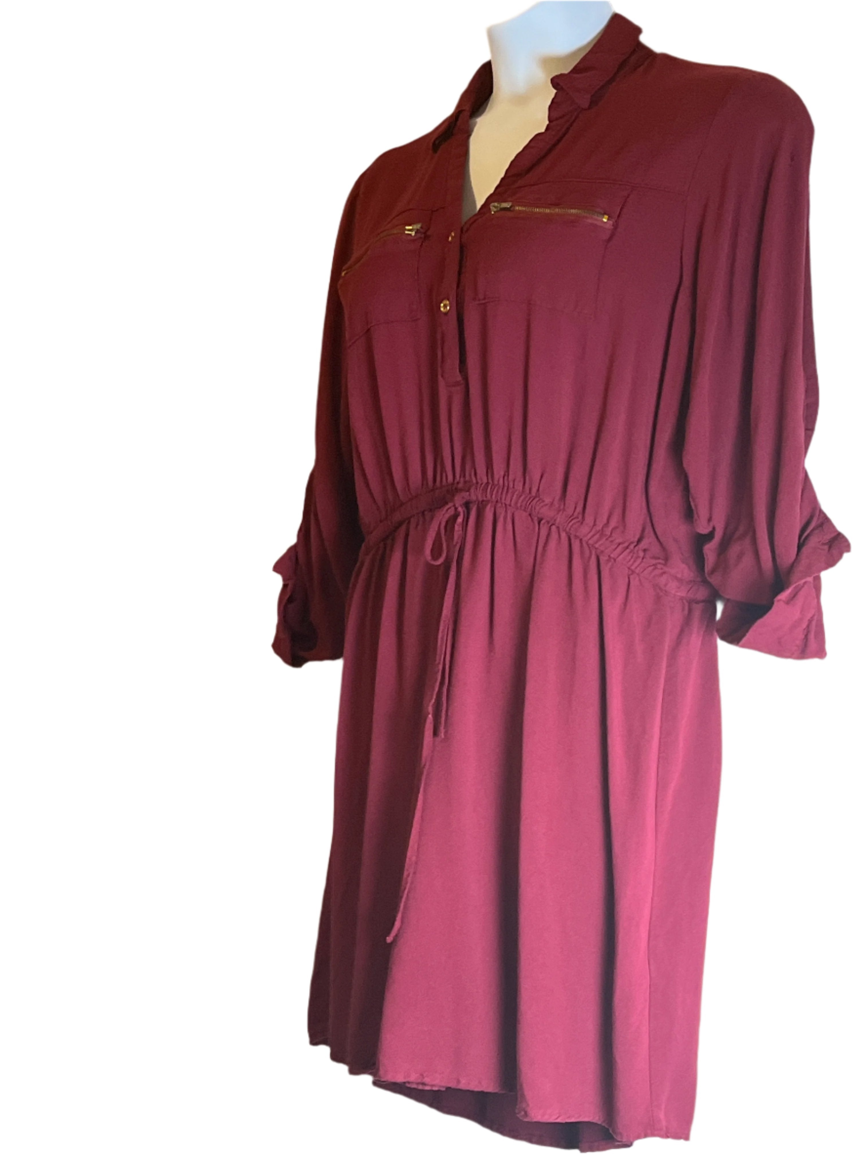 Louise Paris (size 2x) Burgundy Dropped Waist Dress