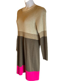 Eliza Multicolored(Beige, Brown, Pink) sweater dress (size Large)