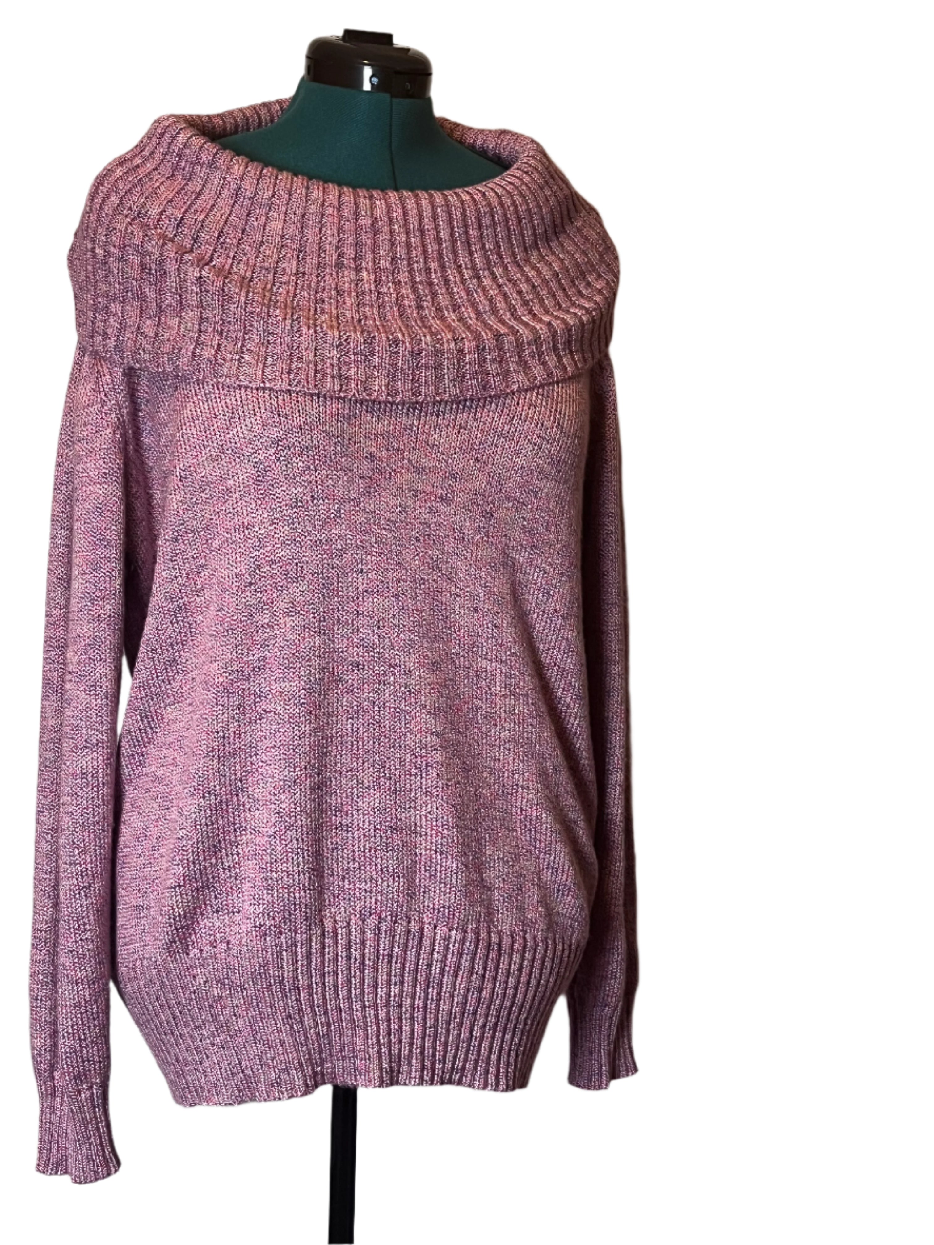 Caroline Taylor Boat Neckline Pink/Lavender Sweater(Size 2X)