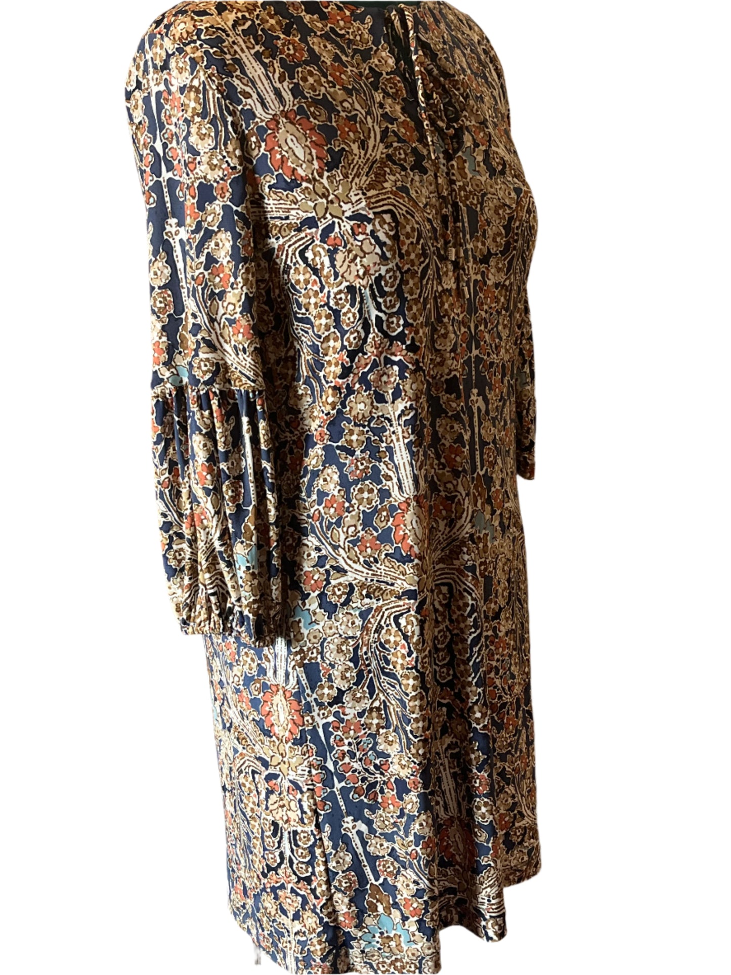 Tommy Hilfiger Multicolored(blue, beige) Boho style dress with Bishop sleeves (wide sleeves)