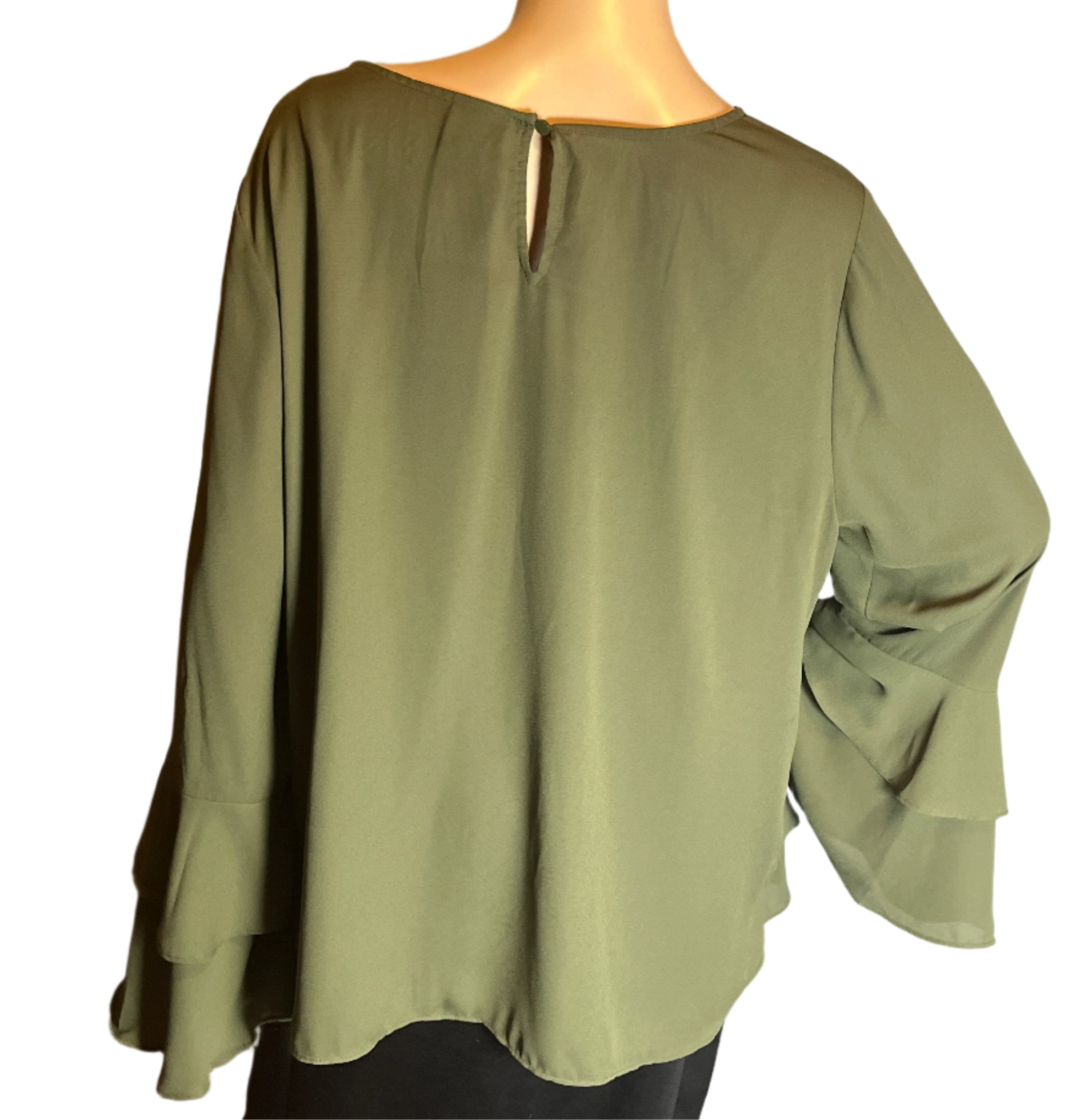 Green Pull Over Blouse with Bell Sleeves (Worthington) Size XXL