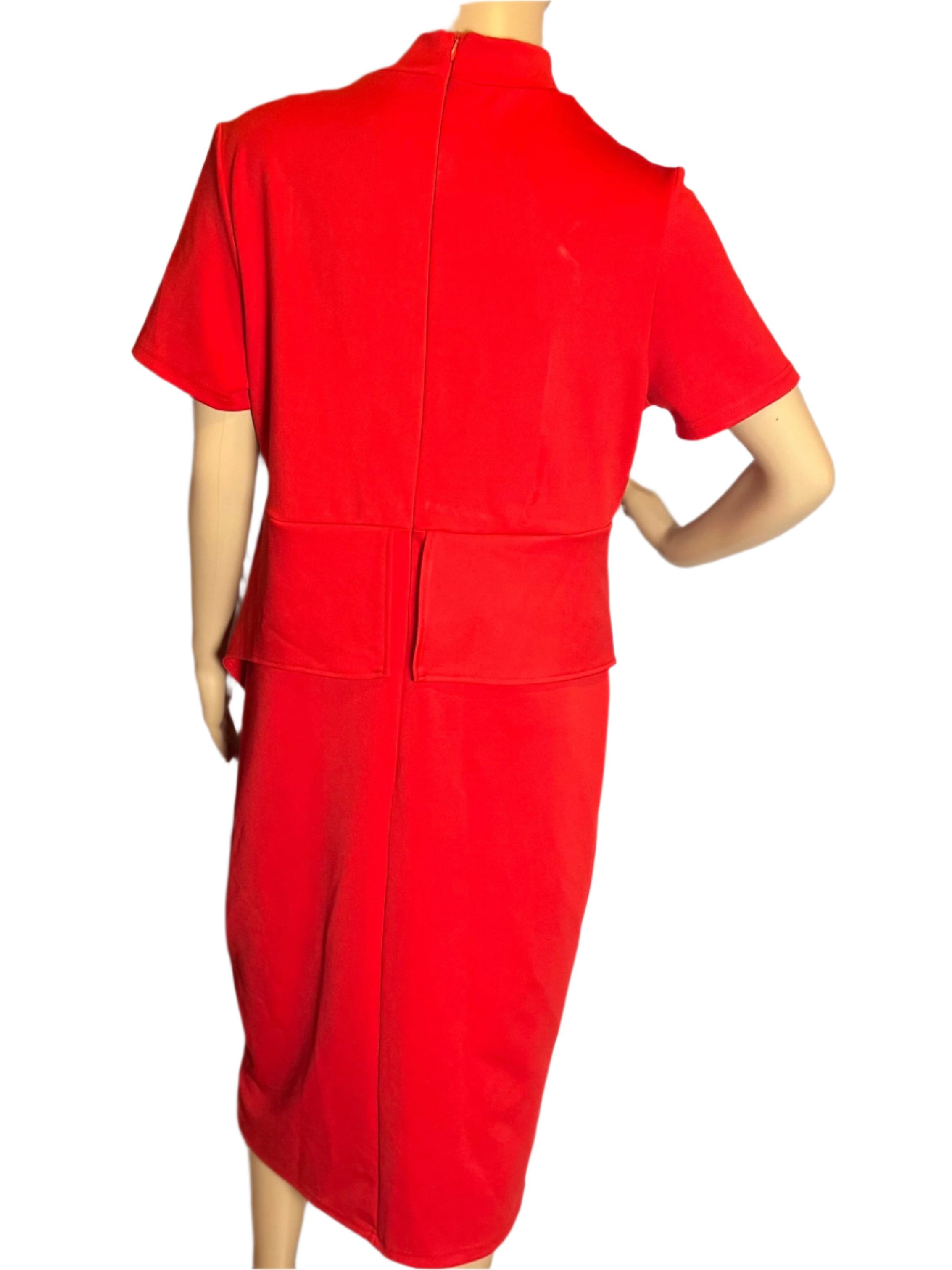 Beautiful Short Sleeves stylish Red formal wear Dress (Size XL)