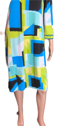 Dana Buchman (size XS) Multicolored (Blue/Yellow/Black/White) Pencil (Cocktail) Dress