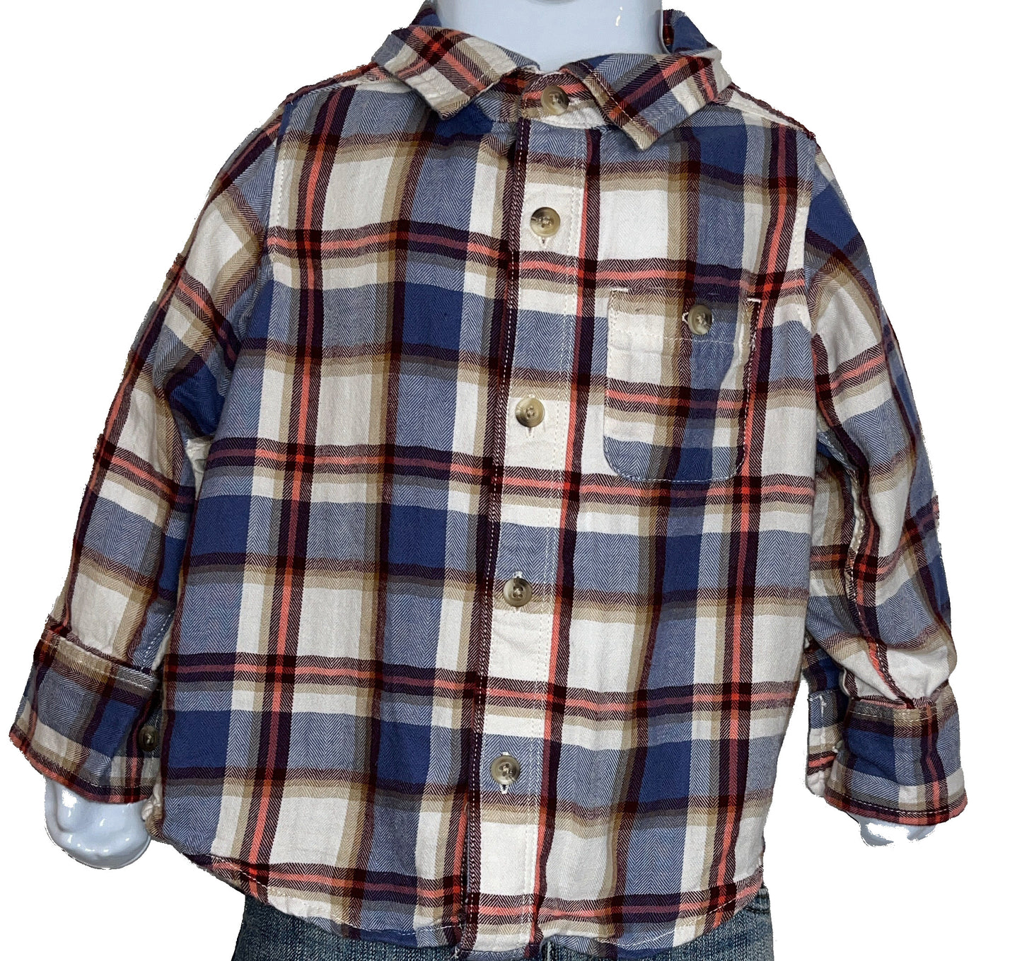 Old Navy( 2T) Multicolored Plaid Flannel like Long Sleeves Shirt