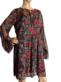 Xhilaration burgundy floral dress (size XL)