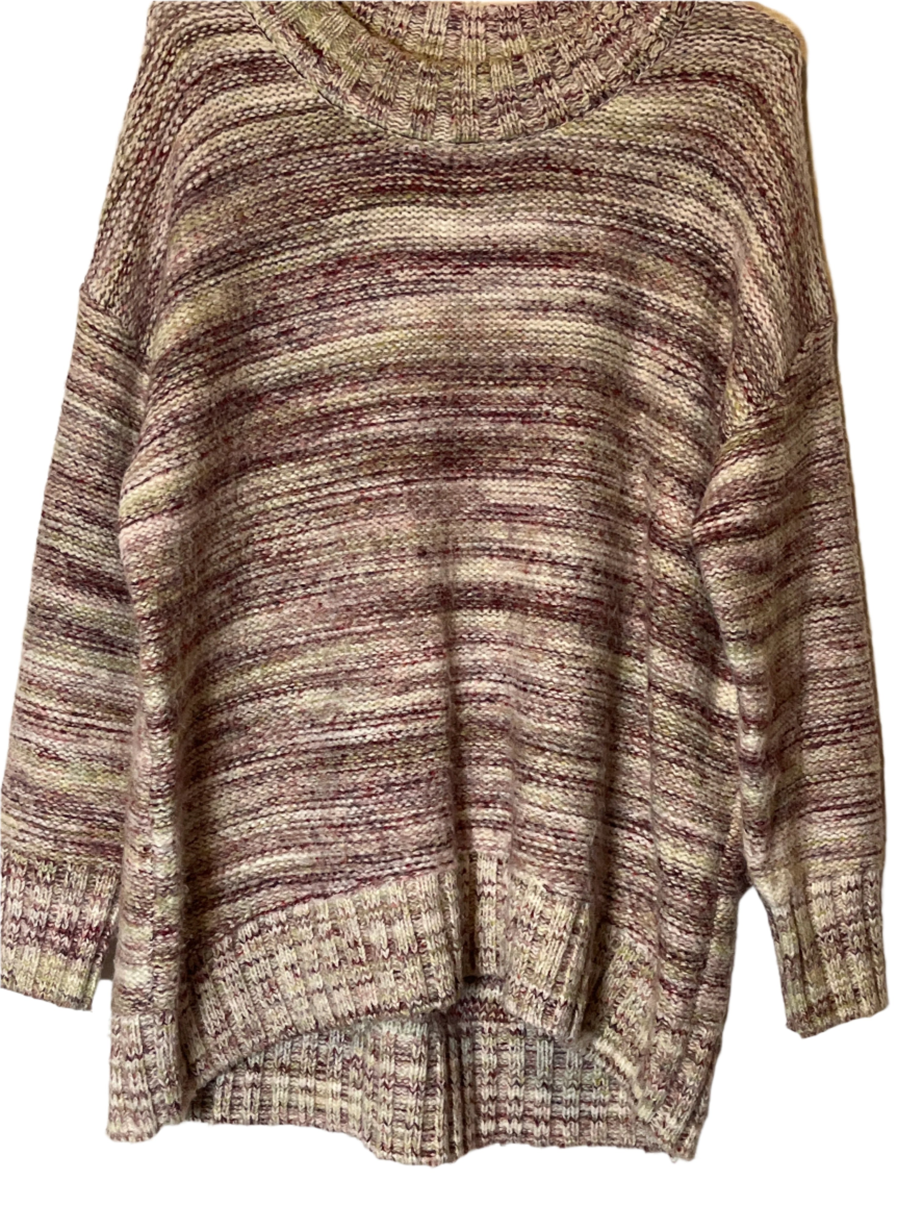 Old Navy Purple/Beige Pull Over Long Sleeves Sweater(Size L)