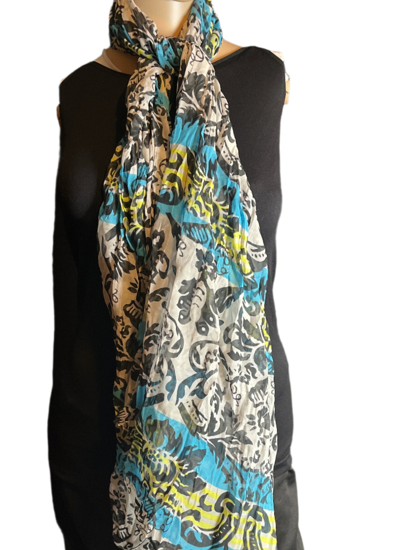 Loft Blue Multicolored Floral  design long Scarf