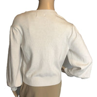 Tahari Buttoned Sweater Beige with Bouffant Sleeves (size Large)