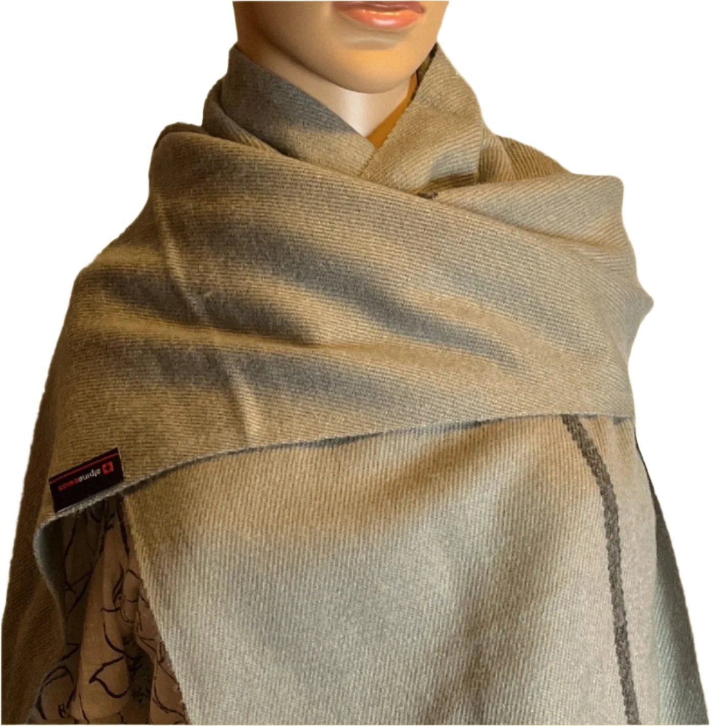 Alpine Swiss warm long light gray scarf