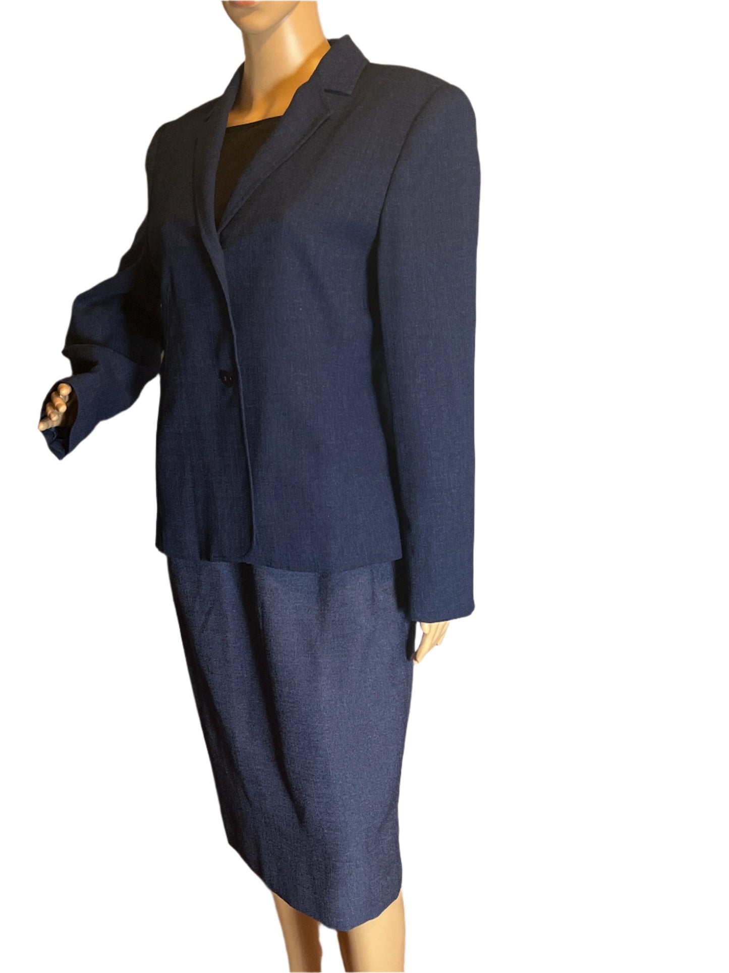 Morgan Miller Blue 2 Buttoned Single Breasted Skirt Suit (size 10)