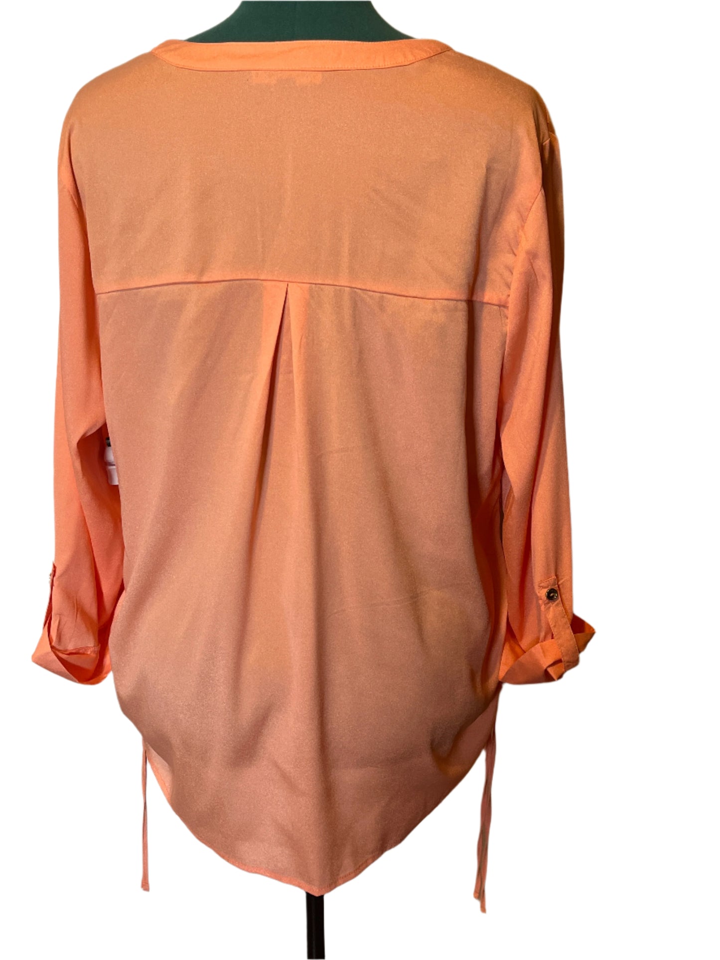 Sara Michelle Orange Loose Fit V neck String detailed sides( size 2x) blouse