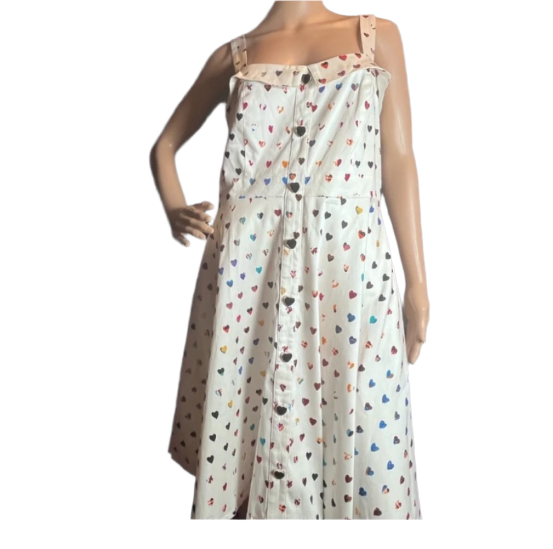 City Chic- A Line style white dress with multi colored hearts