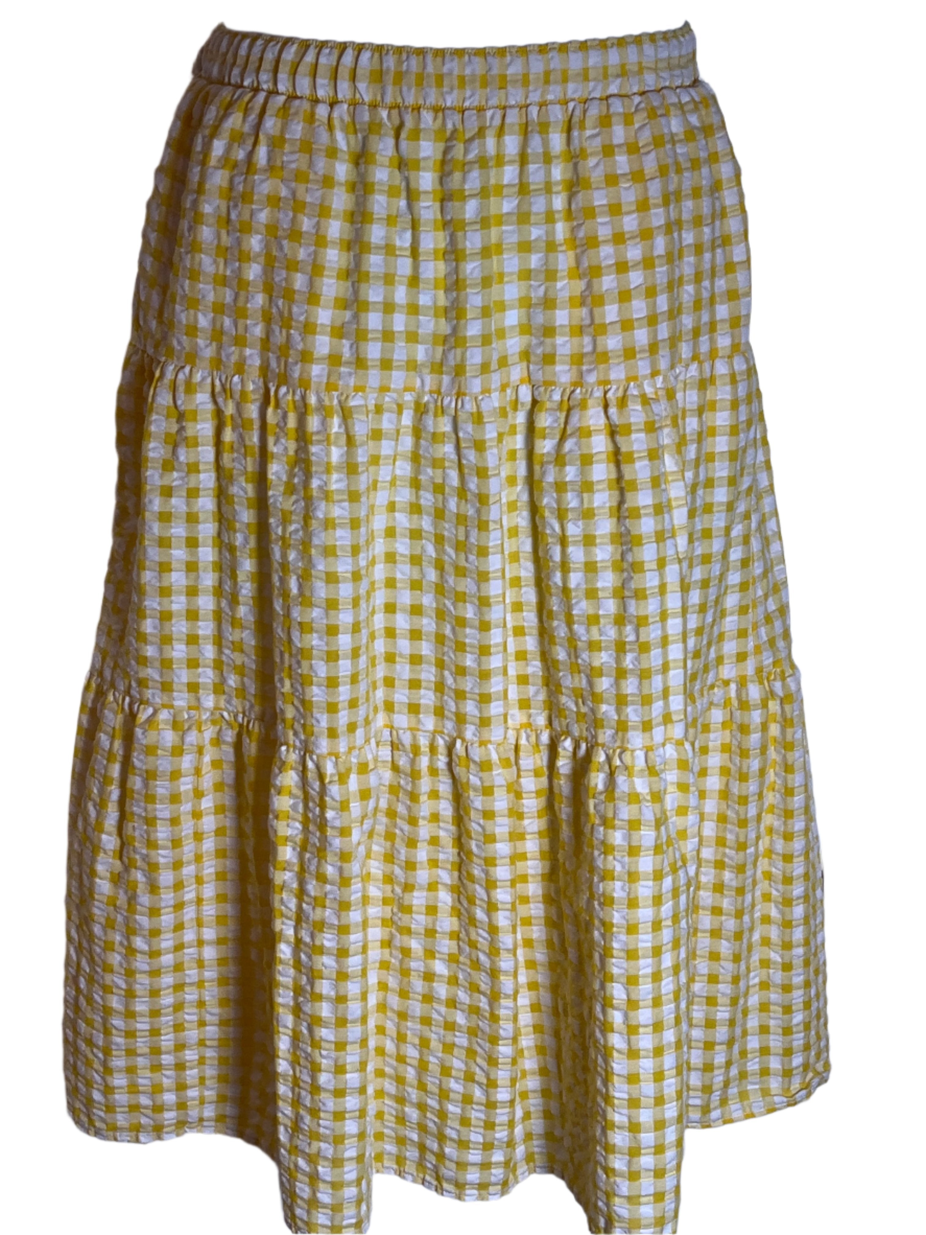 Midi/Tiered Yellow (size medium) Skirt with side pockets