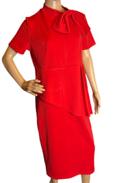 Beautiful Short Sleeves stylish Red formal wear Dress (Size XL)