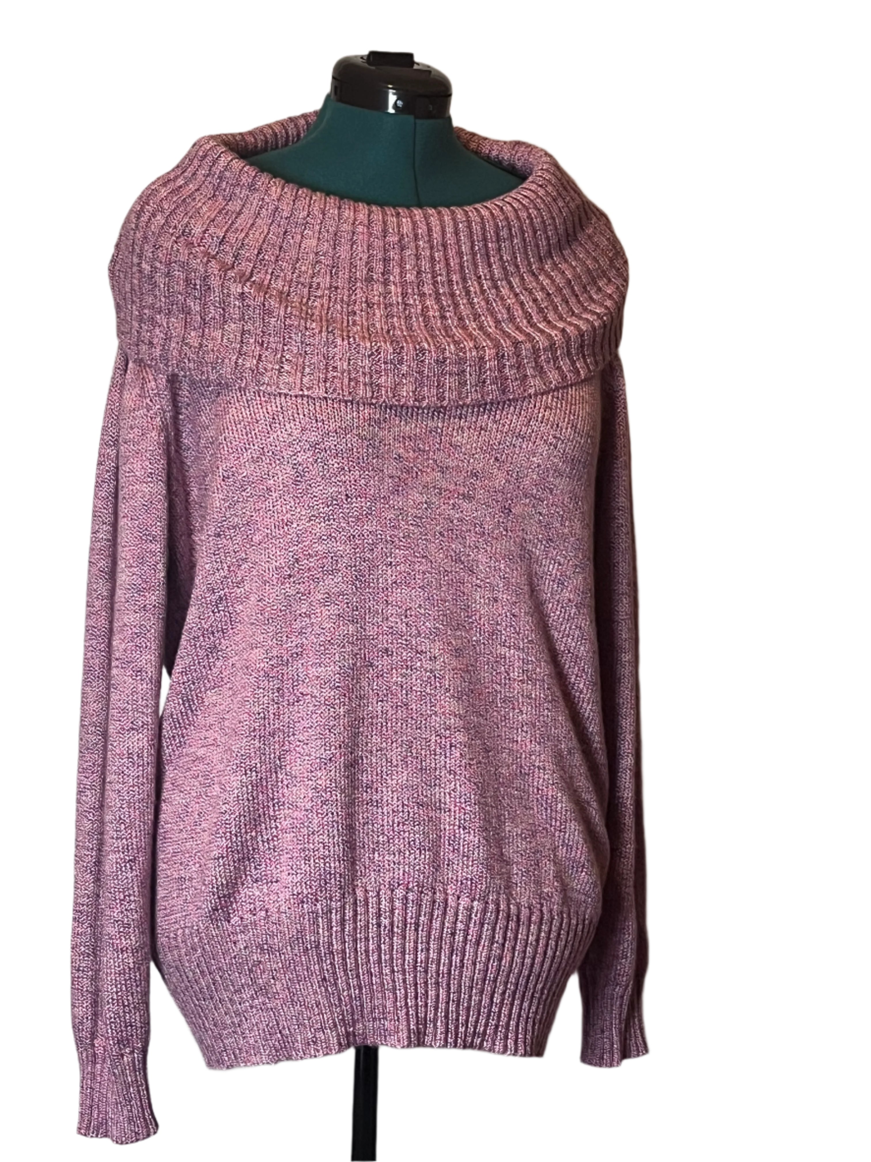 Caroline Taylor Boat Neckline Pink/Lavender Sweater(Size 2X)