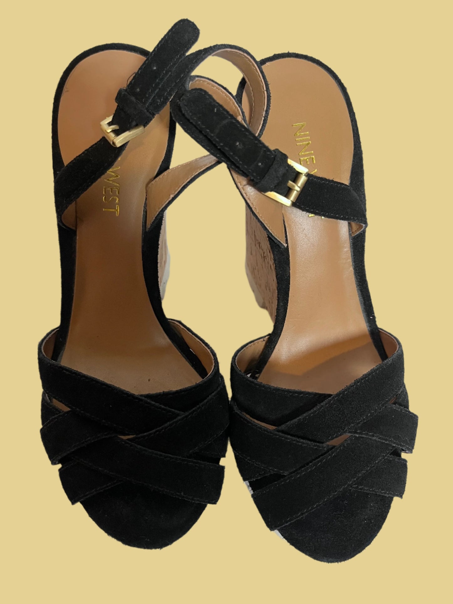 Sandalias de cuña negras Nine West (talla 5)