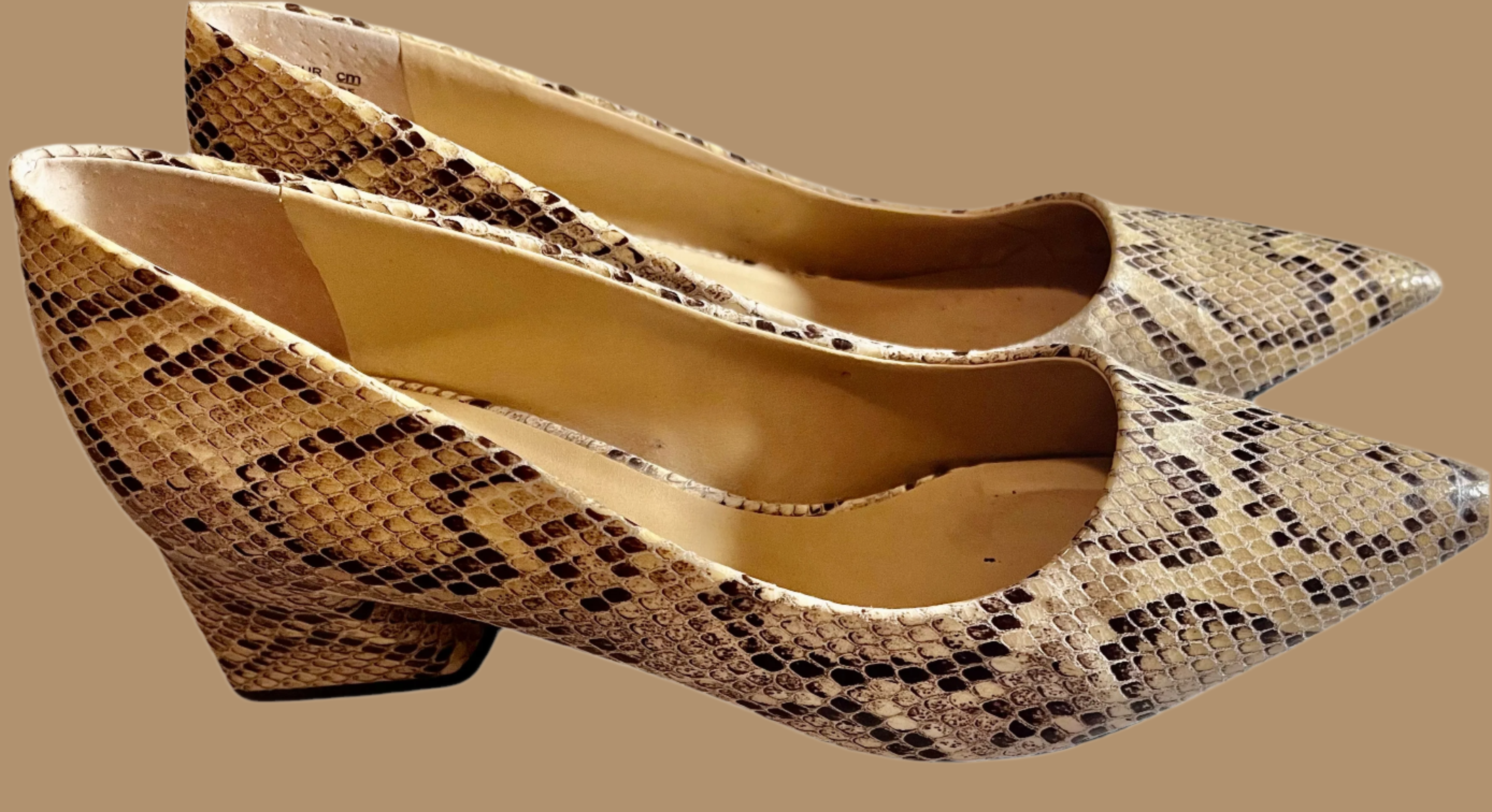 Animal print Beige pointed Blocked low heels (pumps/shoes)Franco Sarto size(8)