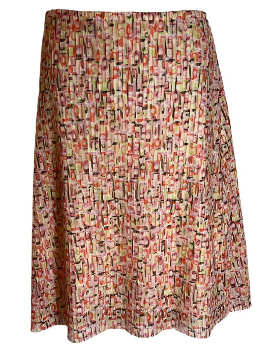 New York & Co Pink/orange and stylish designs A Line Lined Skirt(size Large)