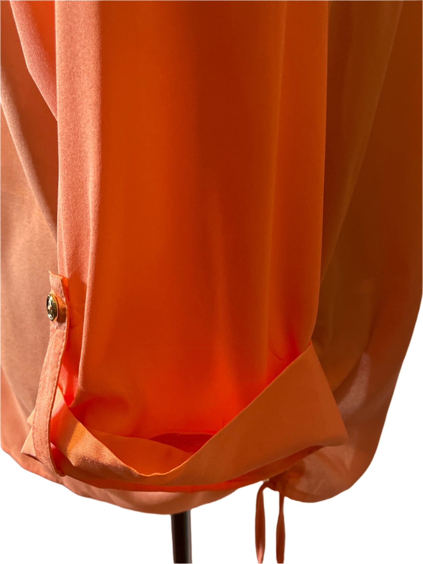 Sara Michelle Orange Loose Fit V neck String detailed sides( size 2x) blouse