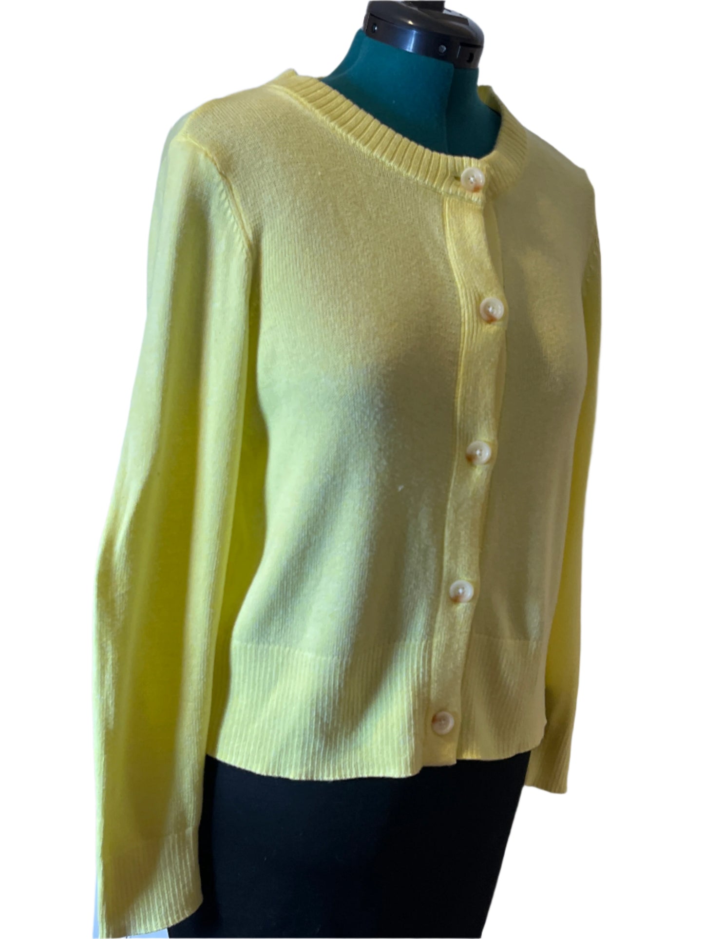 Candace Cameron Bure- Yellow Buttoned Long Sleeves Cardigan/Sweater (Size Medium)