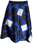 Lane Bryant Godet Style Blue/Black/White Knee Length Skirt (size 16)