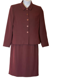 Kasper 2 Piece Skirt(pencil) suit set(buttoned jacket)-Burgundy size 12